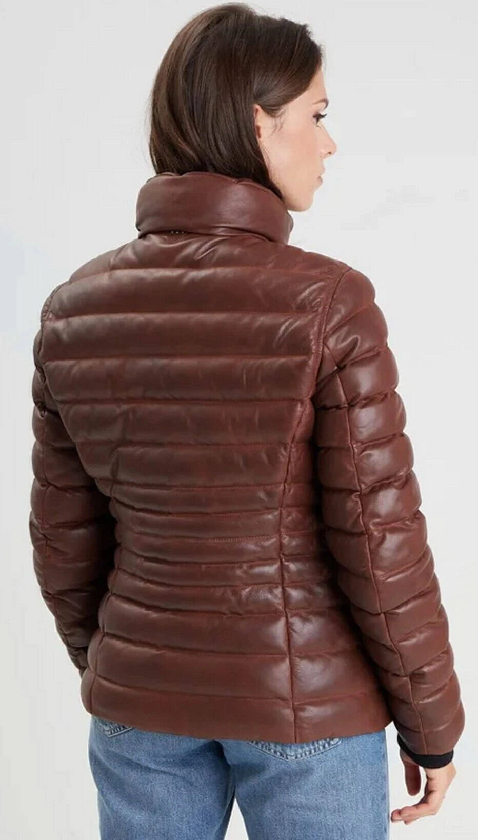 Doudoune Cuir Femme Cognac " 102034 " 1 Doudoune Cuir Femme Cognac " 102034 "
