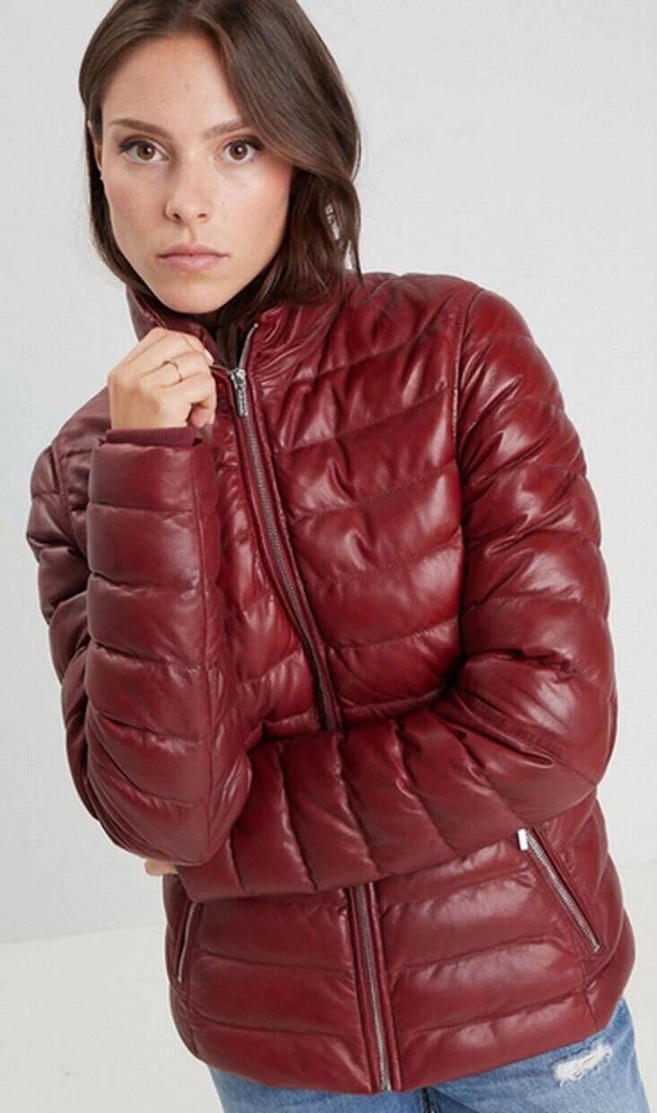 Doudoune Cuir Femme Rouge " 102034 " 3 Doudoune Cuir Femme Rouge " 102034 " – Image 3