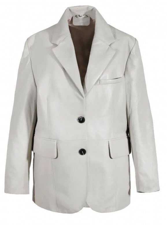 Oakwood Blazer Oversize Cuir Agneau Beton " 64152 " 4 Oakwood Blazer Oversize Cuir Agneau Beton " 64152 " – Image 4