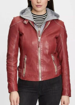 GIPSY Blouson Cuir Femme à Capuche Brick " FINJA " -Maroquinerie finja1 042341800 0938 20102022