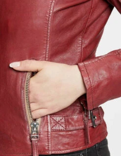 GIPSY Blouson Cuir Femme à Capuche Brick " FINJA " -Maroquinerie finja4 040317000 0938 20102022