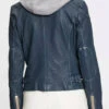 GIPSY Blouson Cuir Femme à Capuche Denim " FINJA "