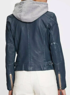 GIPSY Blouson Cuir Femme à Capuche Denim " FINJA "