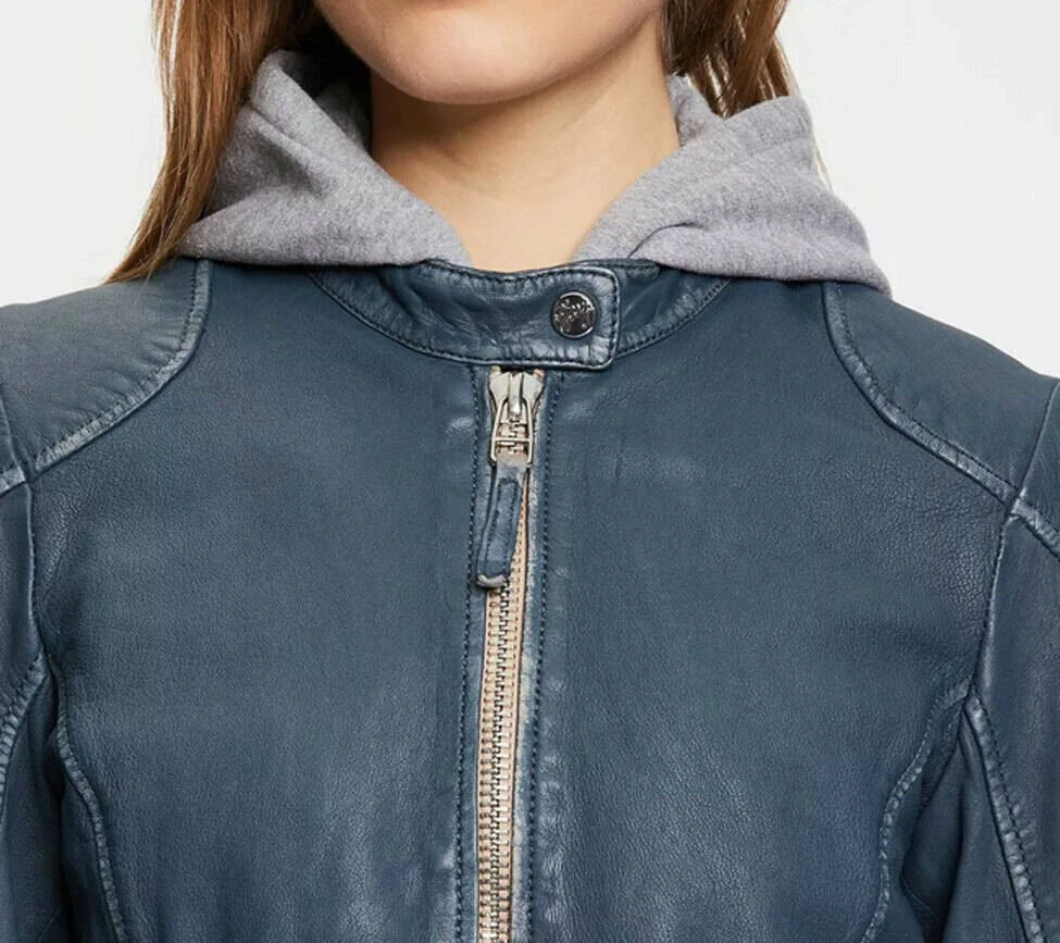 GIPSY Blouson Cuir Femme à Capuche Denim " FINJA " 2 GIPSY Blouson Cuir Femme à Capuche Denim " FINJA " – Image 2