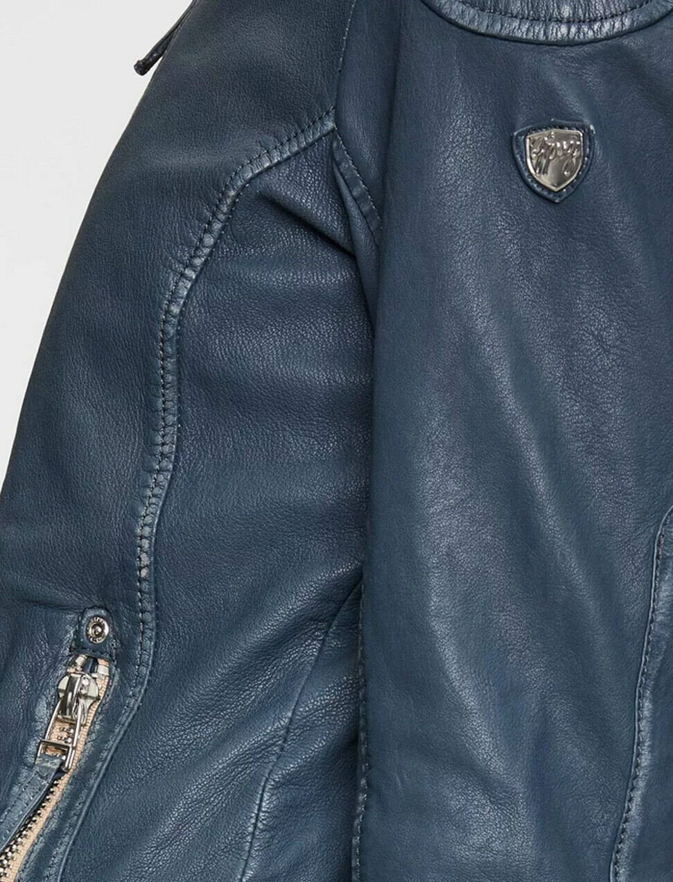 GIPSY Blouson Cuir Femme à Capuche Denim " FINJA " 3 GIPSY Blouson Cuir Femme à Capuche Denim " FINJA " – Image 3