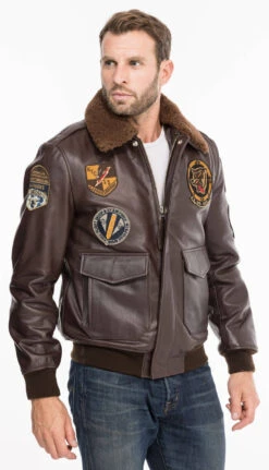Blouson Pilote Vintage Ecussons Schott " LC FLIGHTVINT " -Maroquinerie flightvintmarron10 011270200 1430 08102021