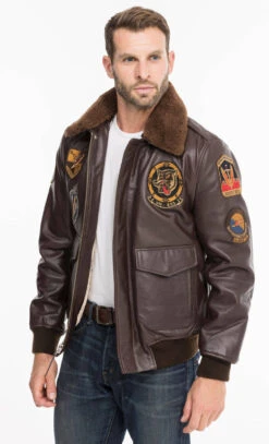 Blouson Pilote Vintage Ecussons Schott " LC FLIGHTVINT " -Maroquinerie flightvintmarron2 056611000 1430 08102021