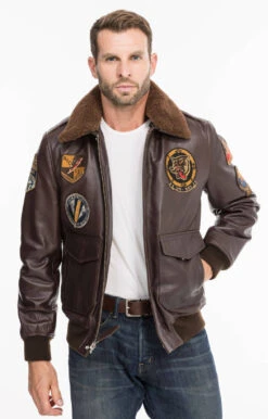 Blouson Pilote Vintage Ecussons Schott " LC FLIGHTVINT " -Maroquinerie flightvintmarron3 044796900 1430 08102021