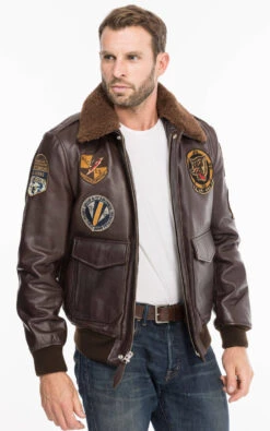 Blouson Pilote Vintage Ecussons Schott " LC FLIGHTVINT " -Maroquinerie flightvintmarron4 052535000 1430 08102021