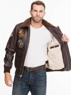 Blouson Pilote Vintage Ecussons Schott " LC FLIGHTVINT " -Maroquinerie flightvintmarron5 039099900 1430 08102021