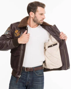 Blouson Pilote Vintage Ecussons Schott " LC FLIGHTVINT " -Maroquinerie flightvintmarron6 095110100 1430 08102021