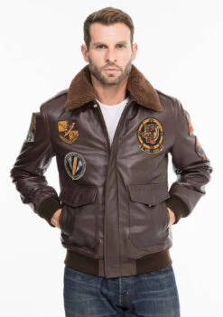Blouson Pilote Vintage Ecussons Schott " LC FLIGHTVINT " -Maroquinerie flightvintmarron7 080753700 1430 08102021