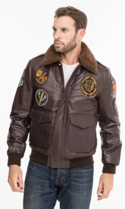 Blouson Pilote Vintage Ecussons Schott " LC FLIGHTVINT " -Maroquinerie flightvintmarron8 086060200 1430 08102021