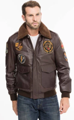 Blouson Pilote Vintage Ecussons Schott " LC FLIGHTVINT " -Maroquinerie flightvintmarron9 043966800 1430 08102021