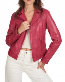 Oakwood Veste Cuir Femme Agneau Fushia " 64206 " -Maroquinerie frannyref64206fuchsiavesteencuirveritableeffetlavebrillant2 070530900 1550 17032022