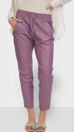 Pantalon Cuir Oakwood Femme Agneau Lilas " 63641 " -Maroquinerie giftref63641lilaspantalonjogpantcuirveritable 039808300 1550 17032022