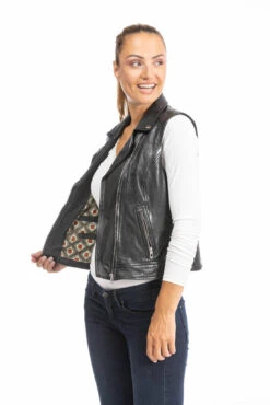 Gilet Sans Manches Cuir Femme Noir " 102338 " -Maroquinerie gilet cuir 102338 10 070111500 1003 28092023