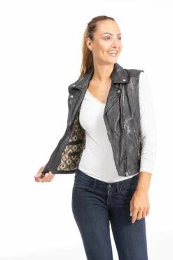 Gilet Sans Manches Cuir Femme Noir " 102338 " -Maroquinerie gilet cuir 102338 11 089634700 1003 28092023