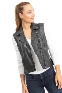 Gilet Sans Manches Cuir Femme Noir " 102338 " -Maroquinerie gilet cuir 102338 4 070246600 1003 28092023