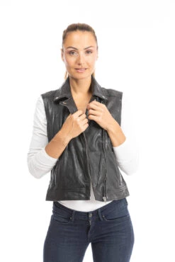 Gilet Sans Manches Cuir Femme Noir " 102338 " -Maroquinerie gilet cuir 102338 5 073992600 1003 28092023