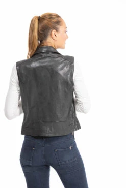 Gilet Sans Manches Cuir Femme Noir " 102338 "