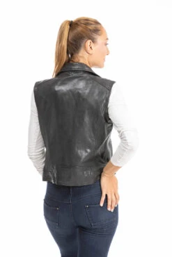 Gilet Sans Manches Cuir Femme Noir " 102338 " -Maroquinerie gilet cuir 102338 9 090618800 1003 28092023
