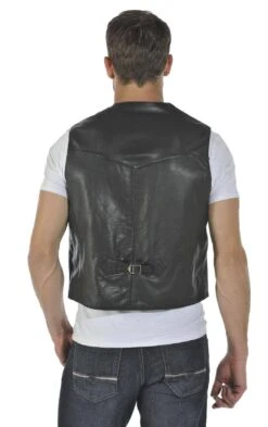 Gilet Cuir Homme Agneau Noir Sans Manches Classique " GILET "