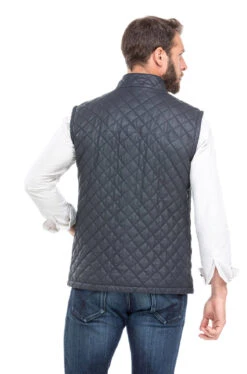 Gilet Sans Manches Bleu Marine "E08" -Maroquinerie gilet cuir homme bleu marine sans manches classique e08 4 088187400 1726 01102019