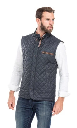 Gilet Sans Manches Bleu Marine "E08" -Maroquinerie gilet cuir homme bleu marine sans manches classique e08 8 099252400 1726 01102019