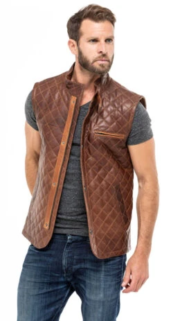 Gilet Sans Manches Marron C 469 "E08" -Maroquinerie gilet sans manches e08 agneau c469 a damier mannequin 5 066129400 1456 05102018