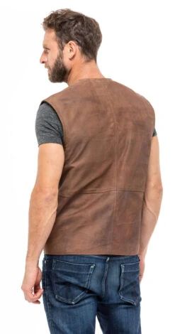 Gilet Cuir Homme Whisky " GERO " -Maroquinerie gilet sans manches gero whisky mannequin 3 049469000 1537 05102018