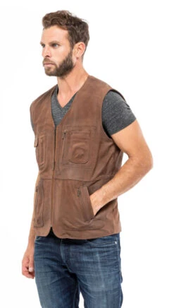 Gilet Cuir Homme Whisky " GERO " -Maroquinerie gilet sans manches gero whisky mannequin 6 077441100 1537 05102018