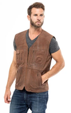 Gilet Cuir Homme Whisky " GERO "