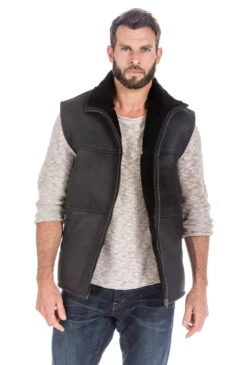 Gilet Sans Manches Mouton Homme Noir " ASPIN "