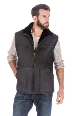 Gilet Sans Manches Mouton Homme Noir " ASPIN " -Maroquinerie gilet sans manches mouton chaud hiver aspin14365 063347500 1448 26092017