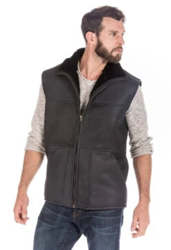 Gilet Sans Manches Mouton Homme Noir " ASPIN " -Maroquinerie gilet sans manches mouton chaud hiver aspin14367 087529200 1448 26092017