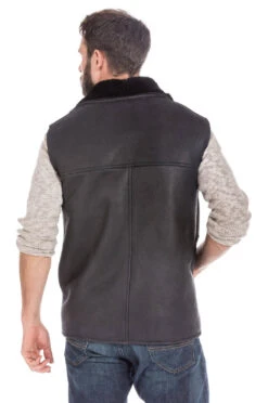 Gilet Sans Manches Mouton Homme Noir " ASPIN " -Maroquinerie gilet sans manches mouton chaud hiver aspin14370 025438000 1448 26092017