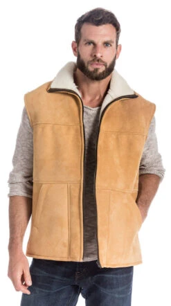 Gilet Sans Manches Homme Mouton Cognac " NORE "