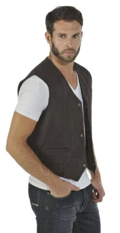 Gilet Cuir Homme Vachette Timber Marron Aspect Nubuck Sport " GILET " 5 Gilet Cuir Homme Vachette Timber Marron Aspect Nubuck Sport " GILET " -Maroquinerie gilet timber biais 067125300 1533 15052014