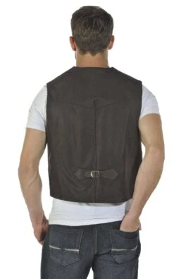 Gilet Cuir Homme Vachette Timber Marron Aspect Nubuck Sport " GILET "