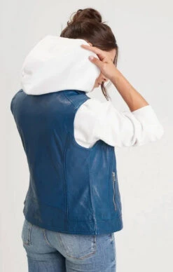 Gilet Sans Manches Cuir Femme Bleu " 102338 "