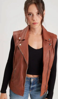 Gilet Sans Manches Cuir Femme Cognac " 102338 " -Maroquinerie giletcuir102338cognac2 099881200 1751 14102022