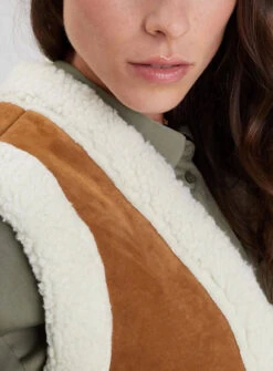 Gilet Sans Manches Femme Chèvre Velours " 102374 " -Maroquinerie giletmouton102374cogn 082758100 1752 14102022