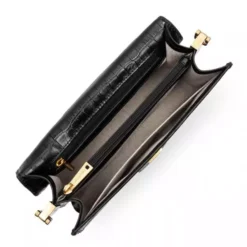 Lancaster - Grand Sac Travers Croco Ily Noir -Maroquinerie grand sac travers croco ily lancaster noir 2