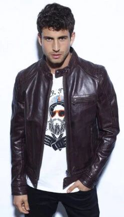 Blouson Cuir Homme Marron " HUGO " 7 Blouson Cuir Homme Marron " HUGO " -Maroquinerie hugo3 040018100 1020 06102022