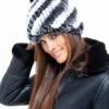Bonnet Lapin Femme Blanc / Gris "INGRID"