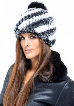 Bonnet Lapin Femme Blanc / Gris "INGRID" -Maroquinerie ingrid2 061282500 1642 08102018