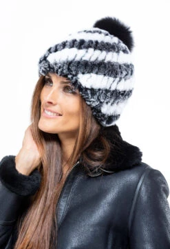 Bonnet Lapin Femme Blanc / Gris "INGRID" -Maroquinerie ingrid4 088450500 1642 08102018