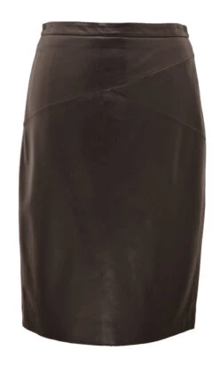 Jupe En Cuir D'agneau Noir "LENA" -Maroquinerie jupe cuir femme lena noir face 010952900 1547 25092017