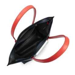 Lancaster - Grand Sac Cabas Maya - Bleu Foncé / Ivoire / Corail -Maroquinerie lancaster grand sac cabas maya bleu fonce ivoire corail 1 2